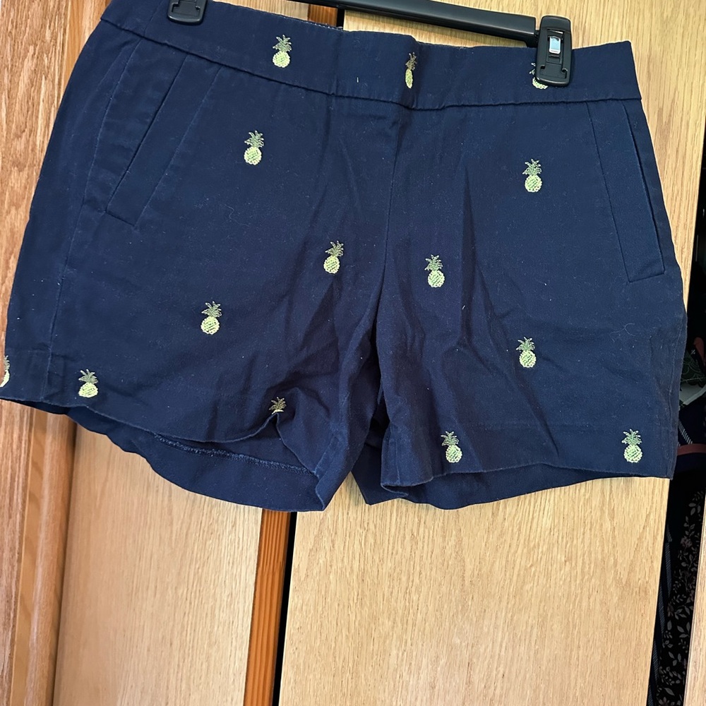 J. Crew High Waist Blue and Yellow Shorts